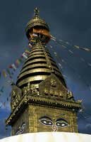 The golden spire of the Stupa at Swayambunath, Kathmandu