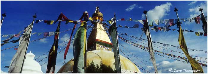 Bhodnath Stupa and prayer flags.