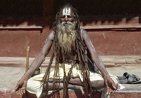 Sadhu in a meditation pose